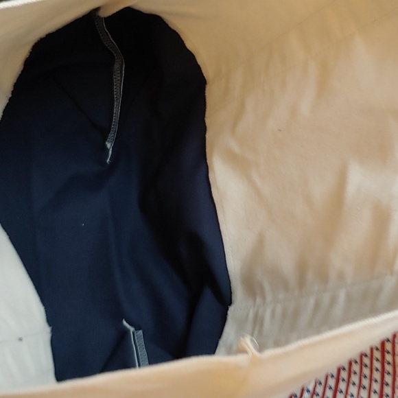 Trader Joe's Heavy Duty Canvas Tote in Cream and Navy, NWT - Picture 10 of 12